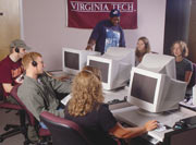 students at calling center