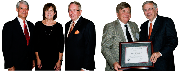 2010 AWARD WINNERS (from left) Lance L. Smith, E. Ann Spencer, Garnett E. Smith, and James M. Shuler with Virginia Tech President Charles W. Steger