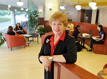 Eileen Hitchingham, dean of university libraries, in the café.