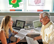 Theresa Jefferson, project director for the Center for Technology, Security, and Policy, and research faculty member Jack Harrald visit about a research report on the New Madrid Fault.