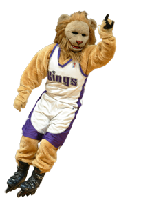 Todd Maroldo (marketing '97) as Slamson, the Sacramento Kings' mascot.