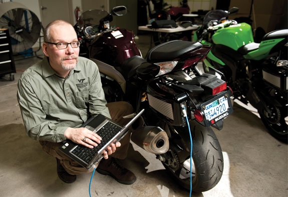 Alex Bier, an electronics technician supervisor with the Virginia Tech Transportation Institute; photo by Logan Wallace.