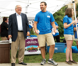 President Steger on move-in day; photo by Logan Wallace