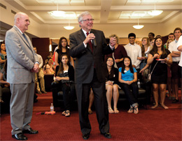 President Steger speaking to Summer Academy students; photo by Logan Wallace
