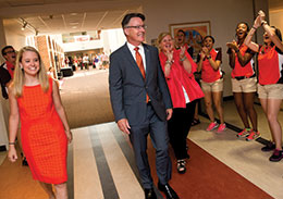 President Sands at new student orientation