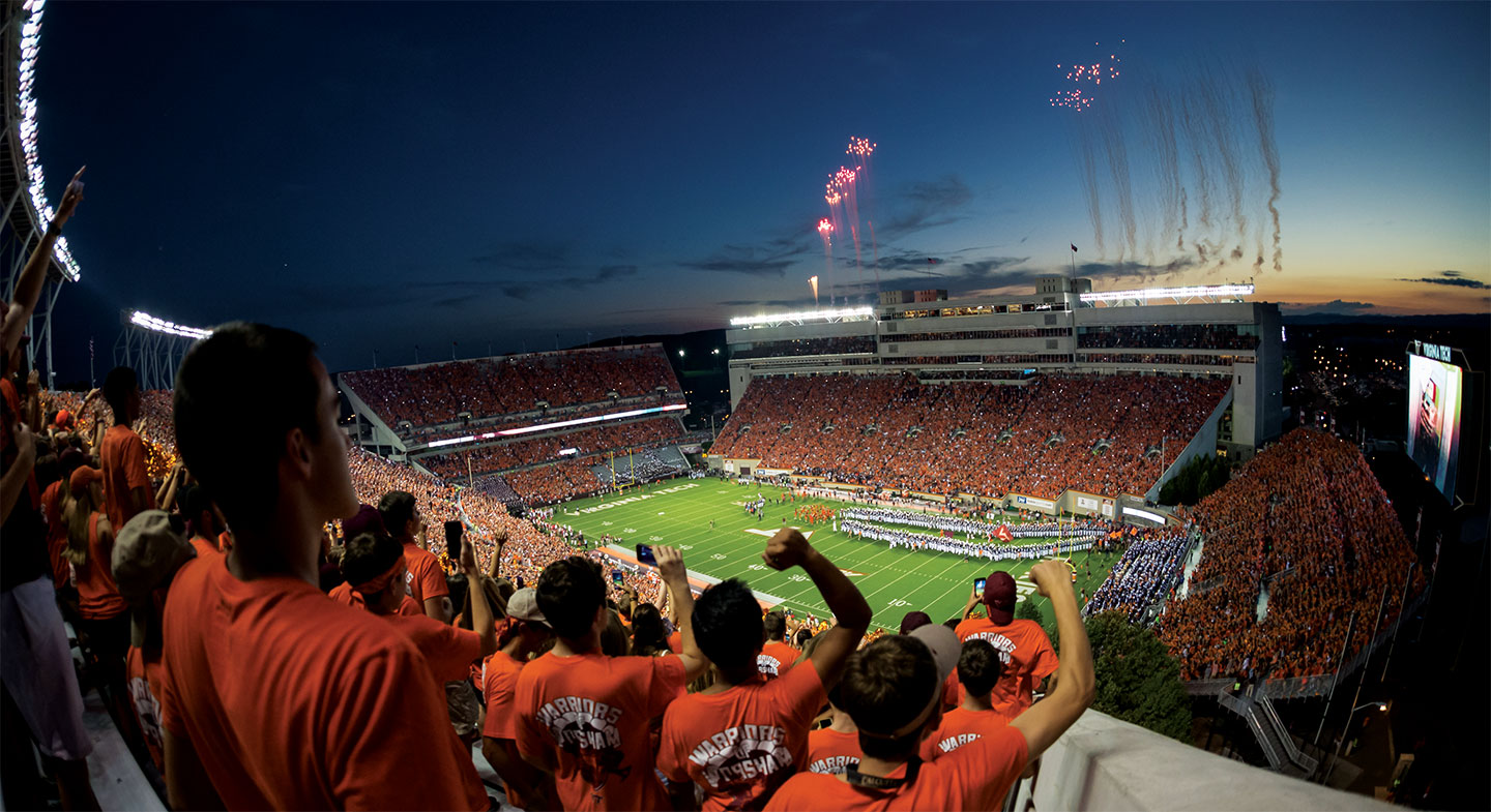 fireworks in Lane Stadium