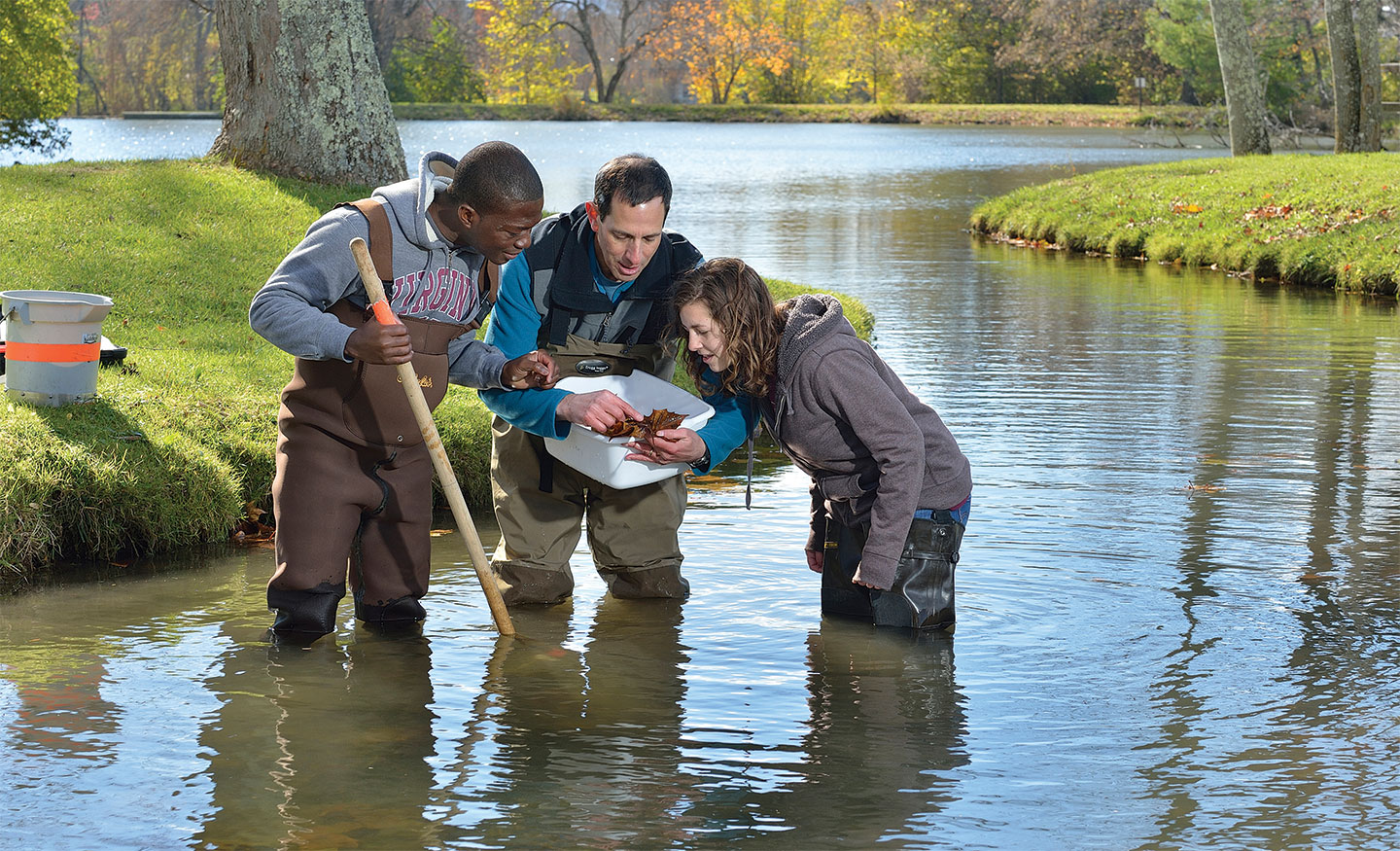 Professor Stephen Schoenholtz (center), director of the Virginia Water Resources Research Center