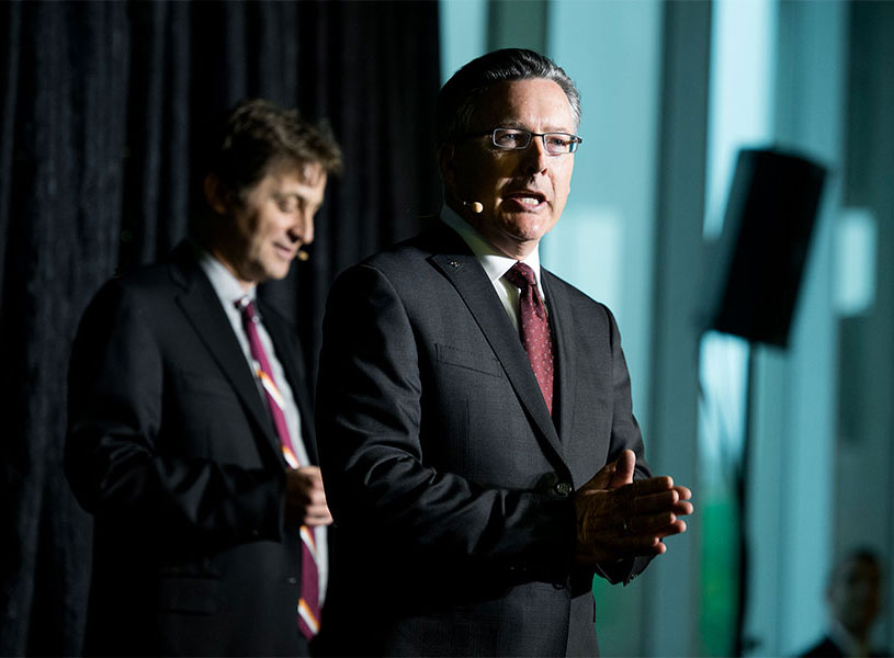 Virginia Tech President Tim Sands and Provost Thanassis Rikakis