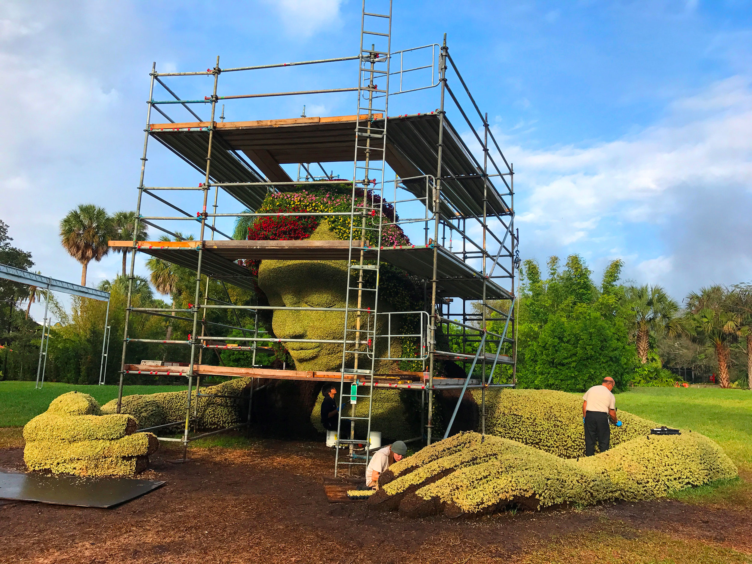 The Spirit of Spring required a three-story scaffold.