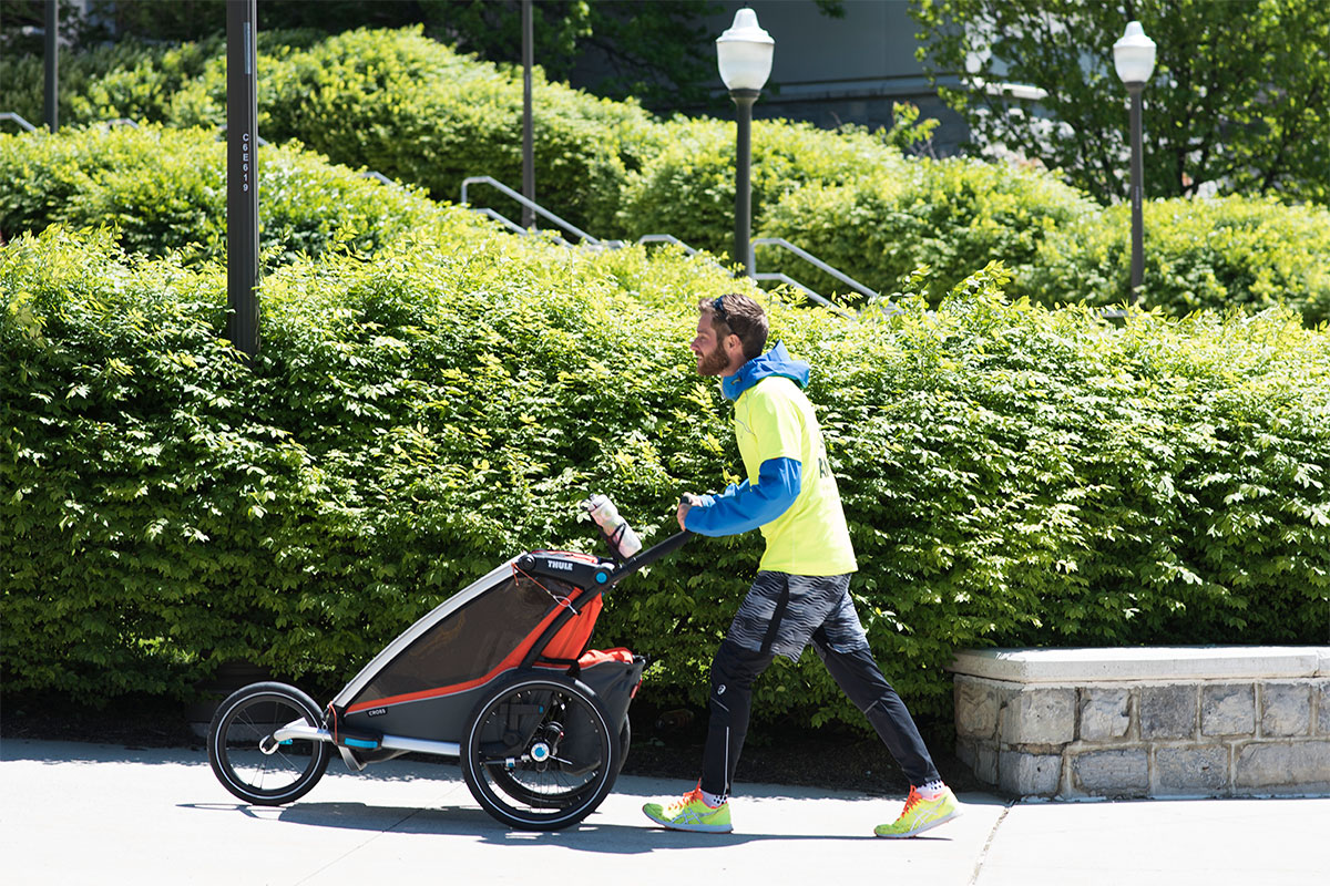 Sebestien Jacques '11 walking through Blacksburg