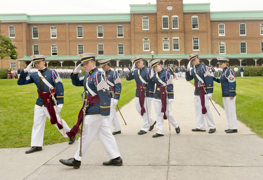 Cadet officers salute The Rock