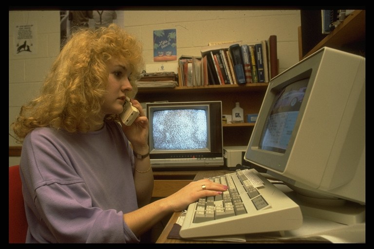 girl playing game, 1988