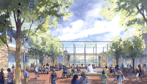 conceptual rendering of Virginia Tech's Center for the Arts