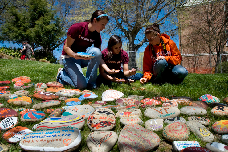 Students painted remembrance stones