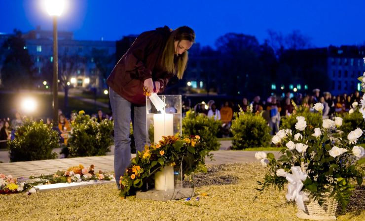 lighting the memorial candle