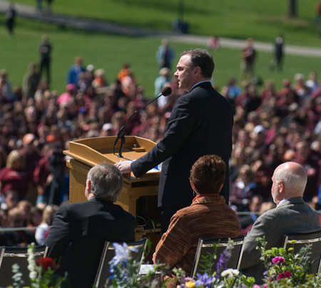 Gov. Timothy Kaine speaking at the commemoration ceremony