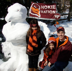 Rob Cole (ARCH '93) with his daughters and their distinctly Hokie creation.