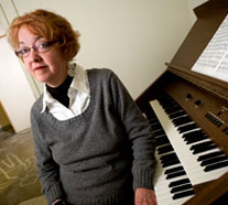 Sharon Knight, a Blacksburg native and piano teacher, plays the bells of Burruss.