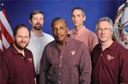 (From left to right) Scott Bailey, Troy Henderson, Wayne Scales, Gregory Earle, and Kevin Shinpaugh are among the Virginia Tech experts investigating the next chapter of space exploration. 