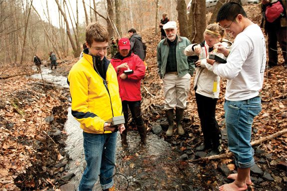 Jack Webster and students in the field; photo by Logan Wallace.
