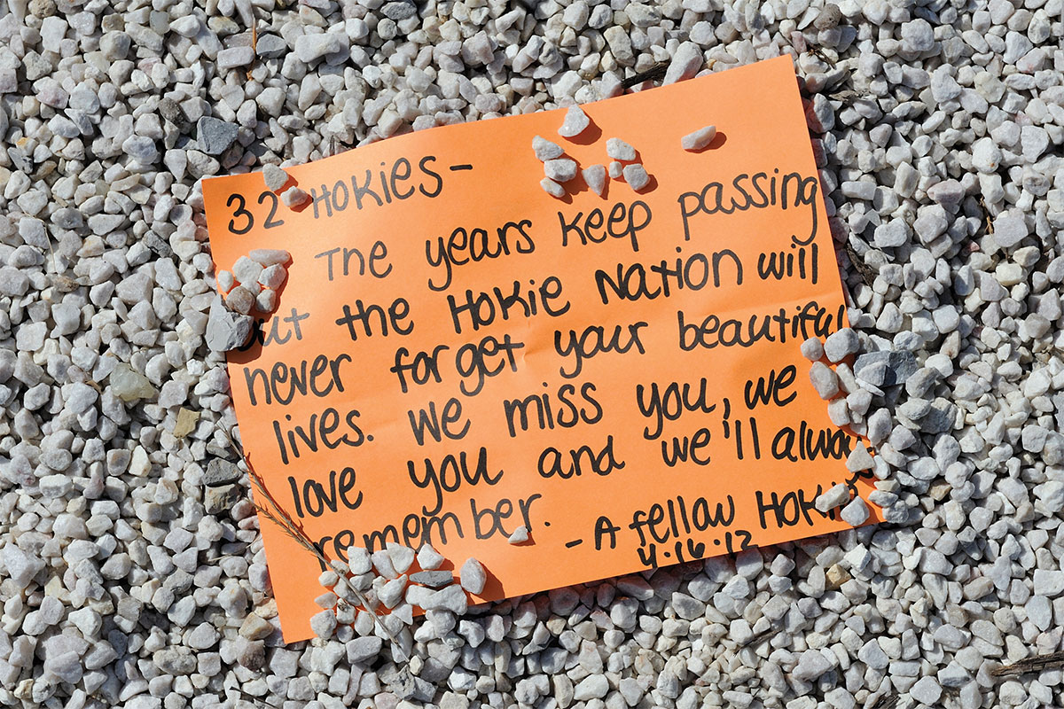 2012 message left at the April 16 Memorial