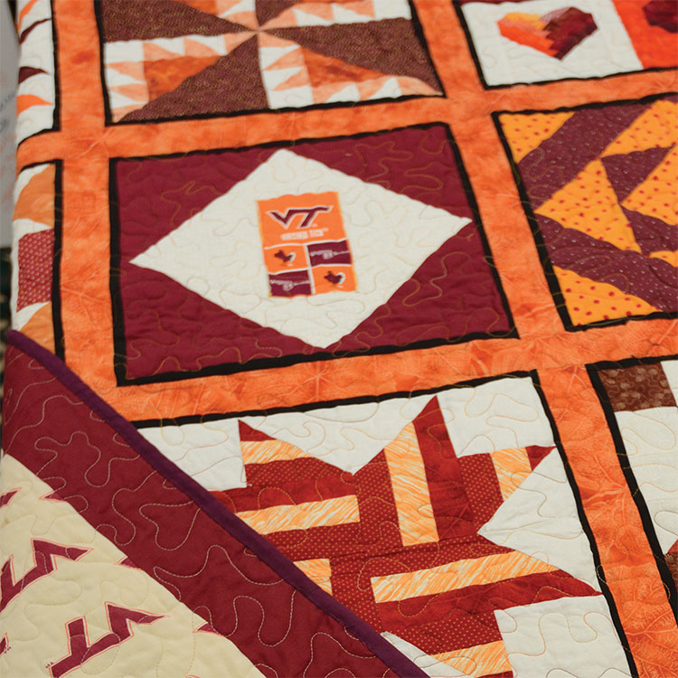 Quilts were among the many handcrafted items sent Virginia Tech