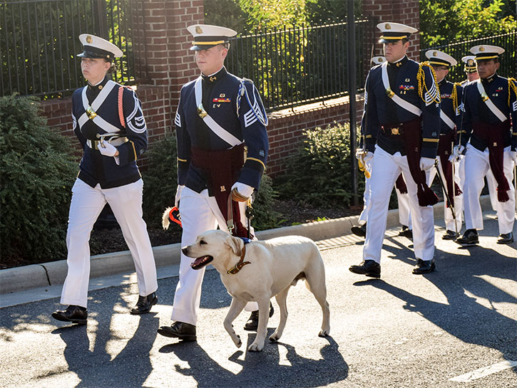 Growley II (call sign "Tank") with the Virginia Tech Corps of Cadets