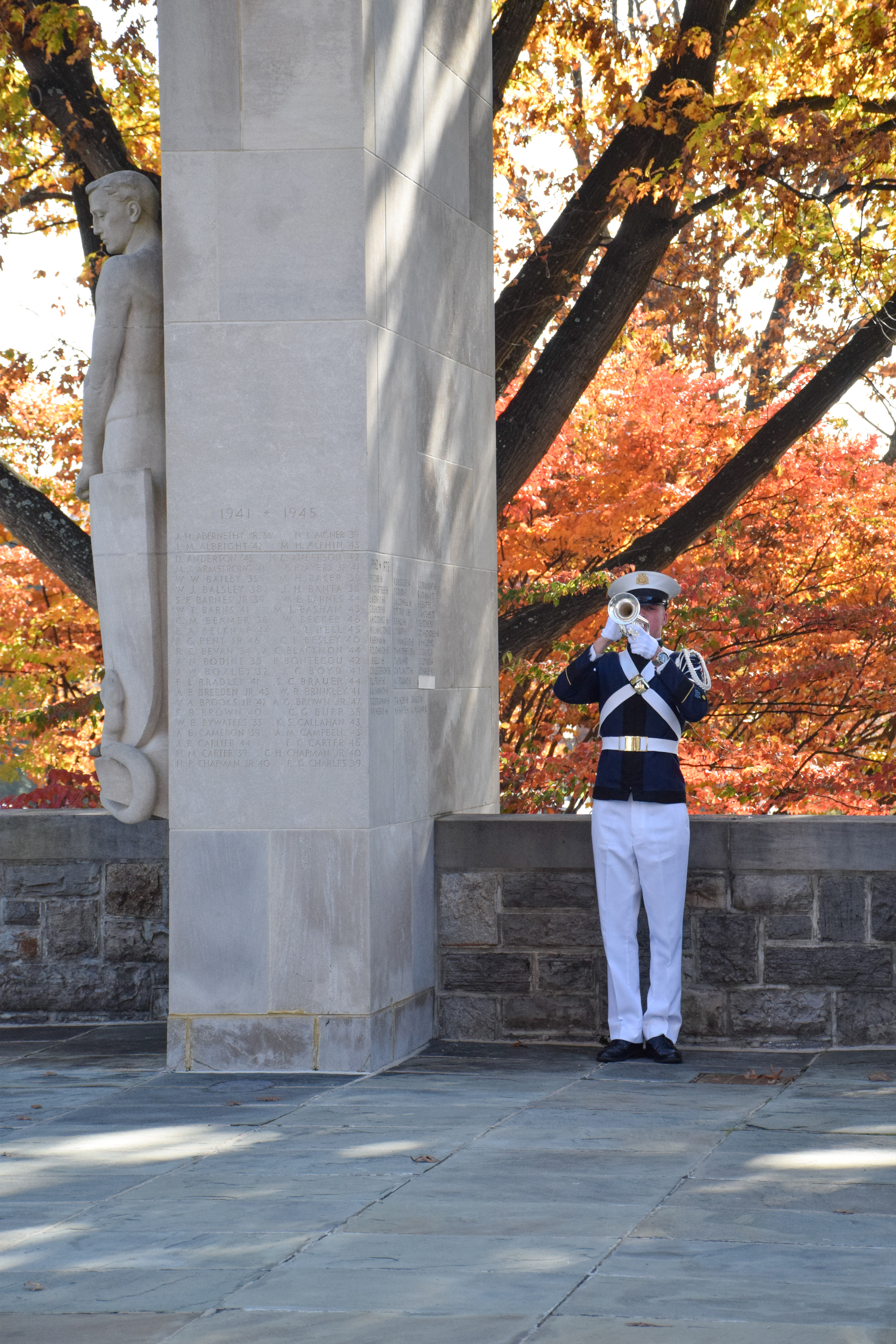 cadet with bugle at pylon
