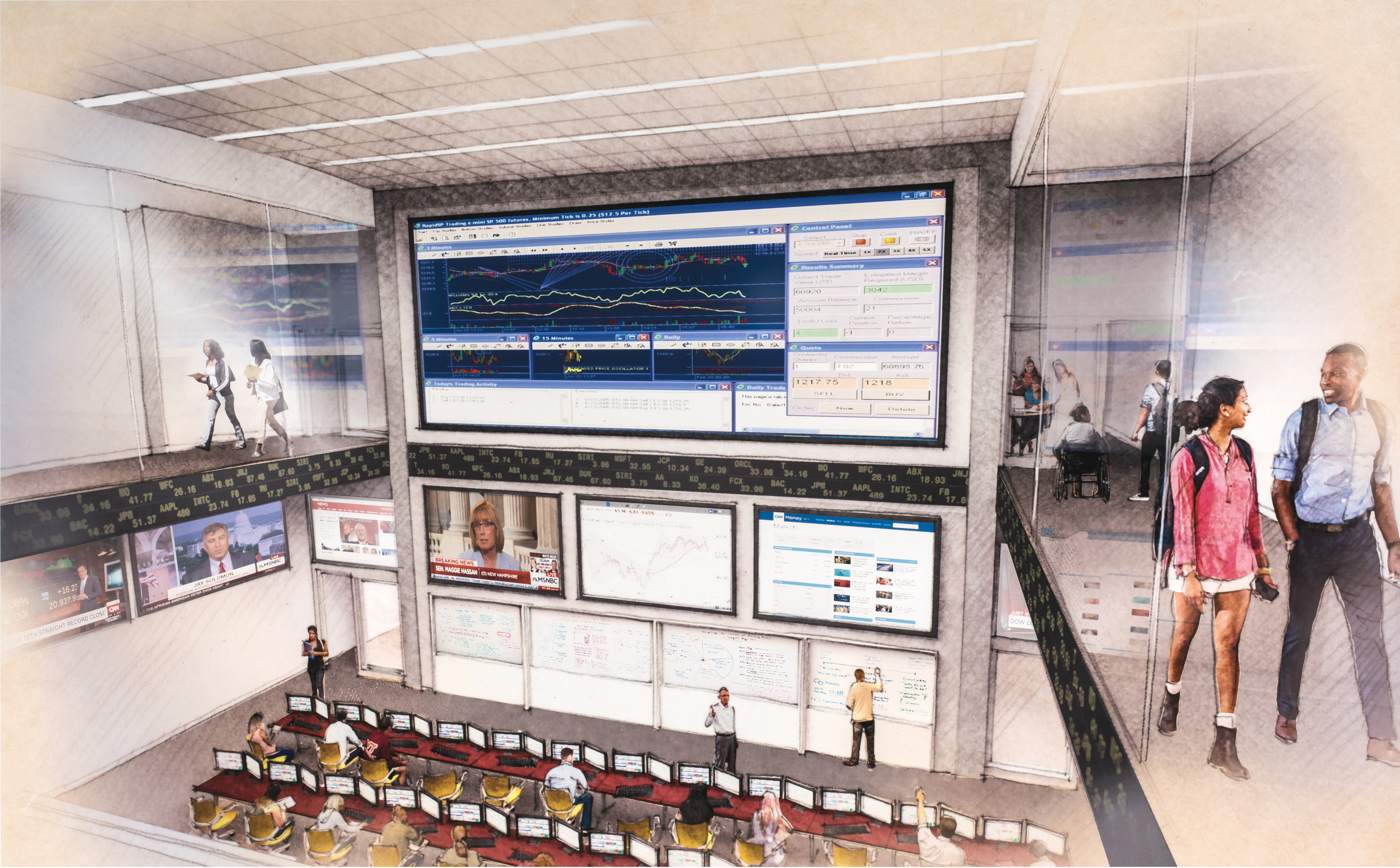 architectural rendering of trading area