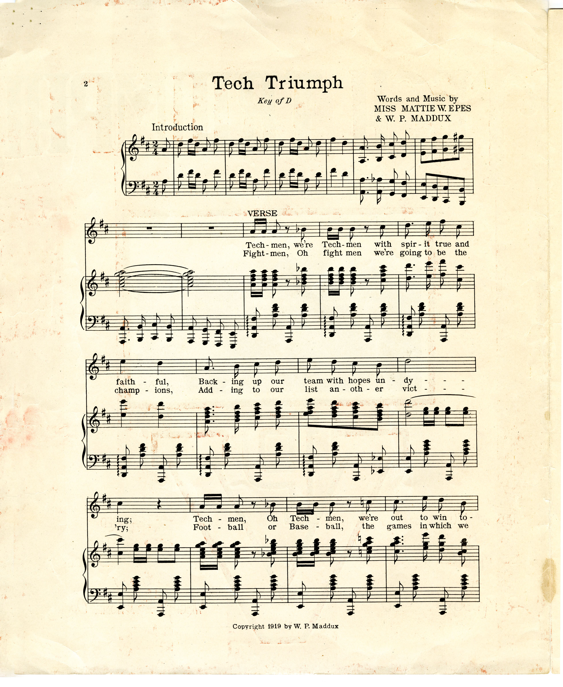 sheet music page of the song