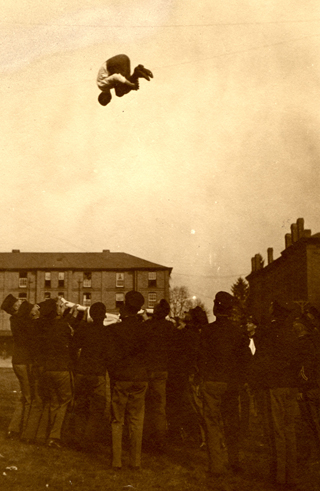Corps of cadets blanket toss, 1920 