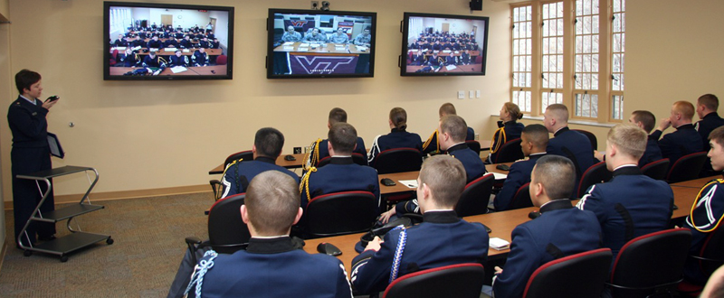 Between January and March, the Corps of Cadets held three videoconferences with deployed alumni.