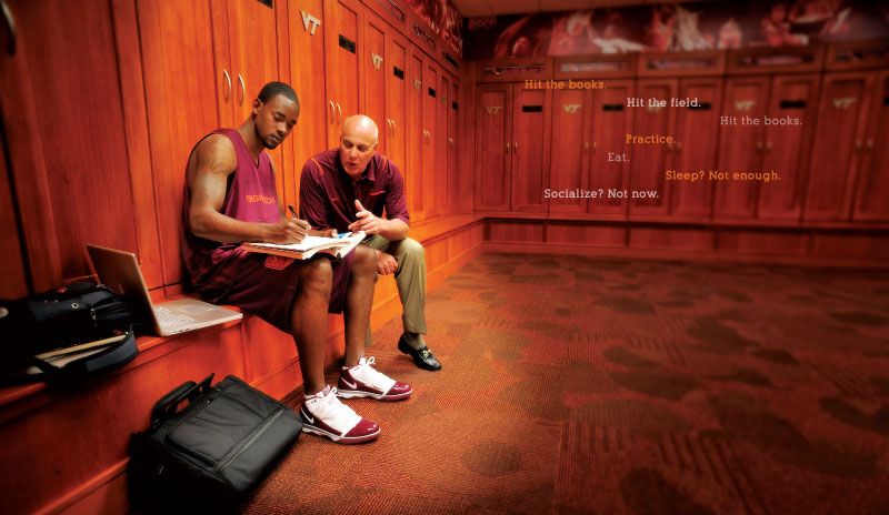 Men's basketball coach Seth Greenberg and player Terrell Bell