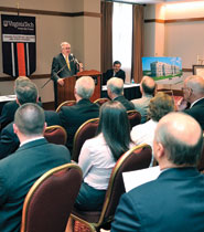 Virginia Tech President Charles W. Steger announced generous gifts to the Signature Engineering Building project at a College of Engineering press conference.