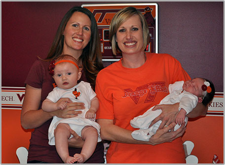 Sally Miles Lacy and Mary Helen Miles Beydler with their daughters, Violet and Caroline.