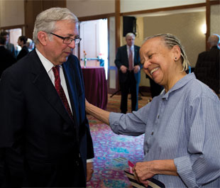 Charles W. Steger and Nikki Giovanni; photo by Logan Wallace
