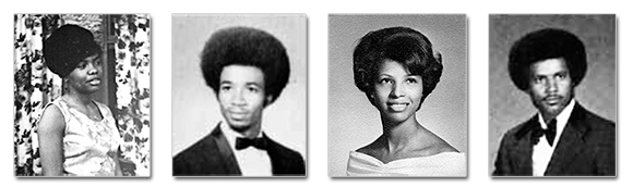 La Verne "Freddie" Higgins, James Watkins '71, Linda Turner '70, and Calvin Jamison '77