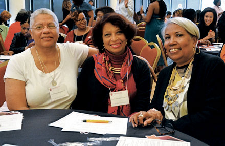 La Verne "Freddie" Hairston Higgins, Linda Edmonds Turner '70, '76, '79, and  Marguerite "Chick" Harper Scott '70 