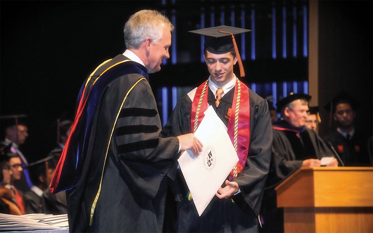 Virginia Tech graduate Trey Good receives his diploma