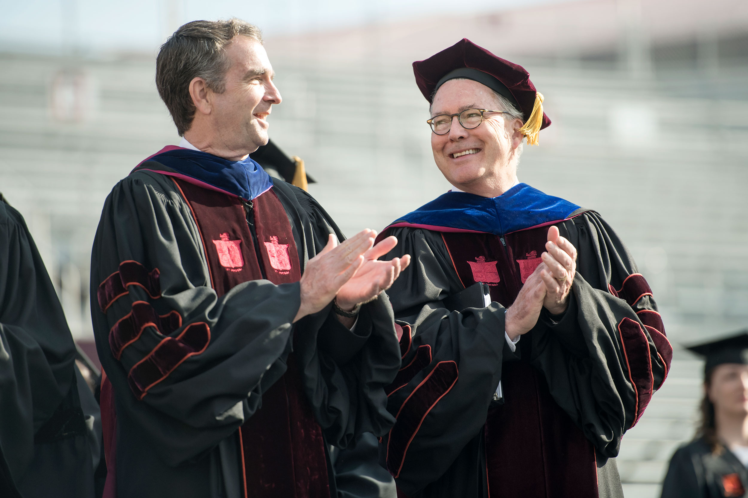 University Commencement. Governor Ralph Northam, Tim Sands.