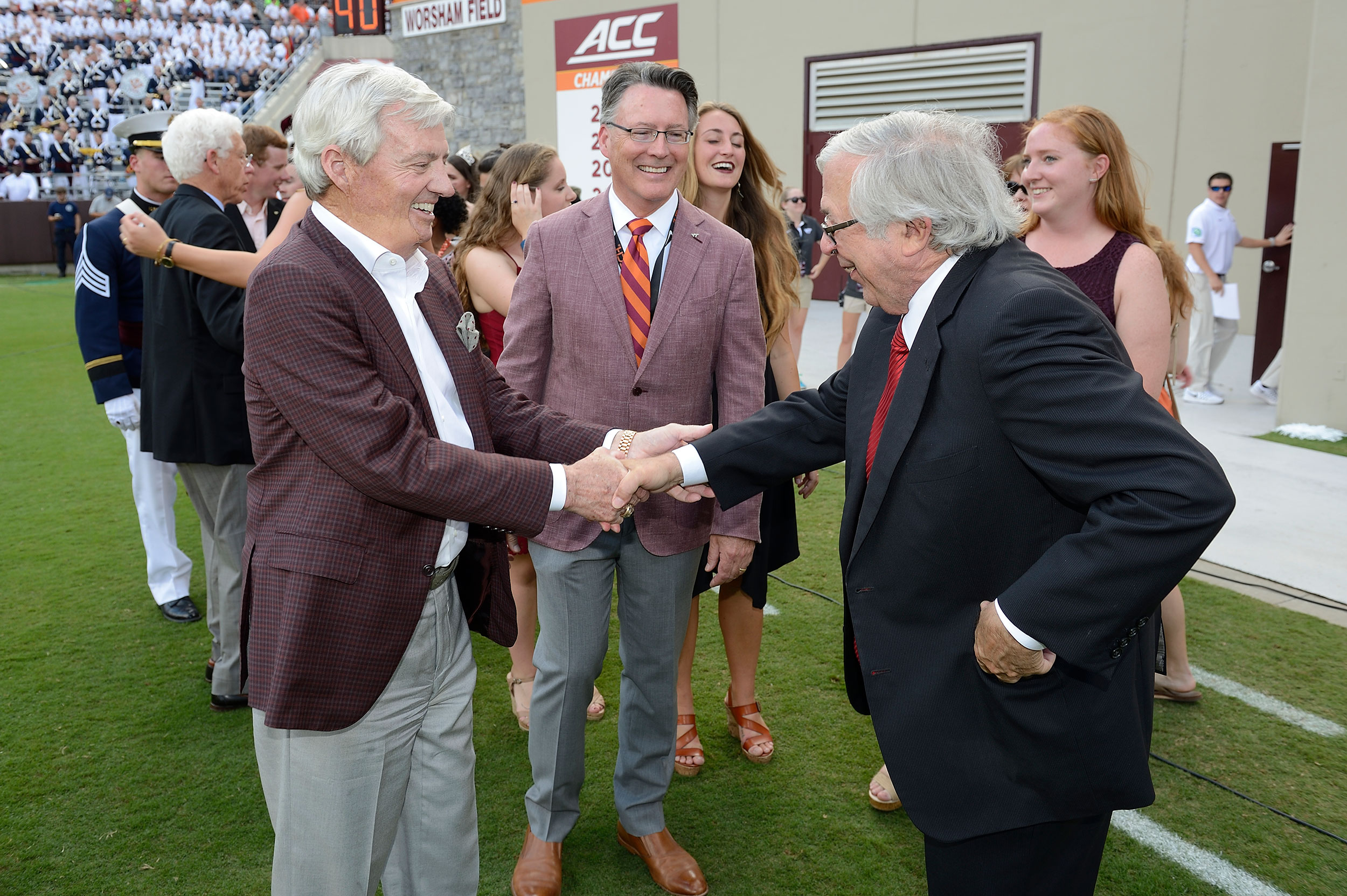 Homecoming 2016, Football, VT vs. ECU, Frank Beamer, Tim Sands, Charles Steger