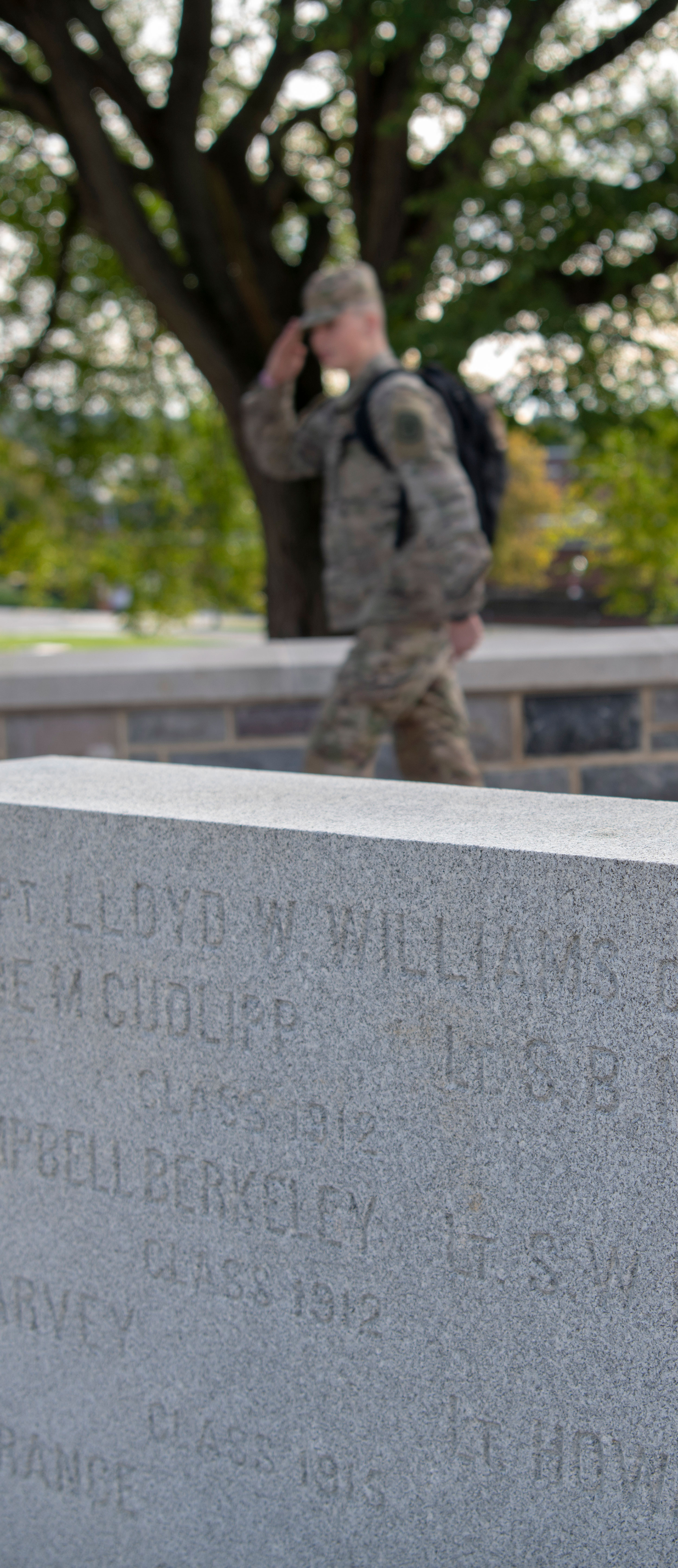 A cadet salutes The Rock