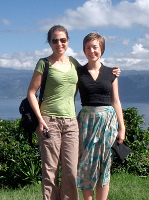 Cecilia Foxworthy (right) and Catherine Shimony, a GGP co-founder, search near Lake Atitlan in Guatemala for new artisan partners for GGP.