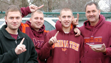 Steve Swope '78 (right) with his three sons: Joey, Tyler, and Kevin