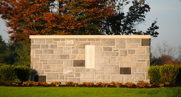 An attractive columbarium has been constructed on the grounds adjacent to Virginia Tech's Holtzman Alumni Center, on a grassy knoll with a picturesque view of the Duck Pond.