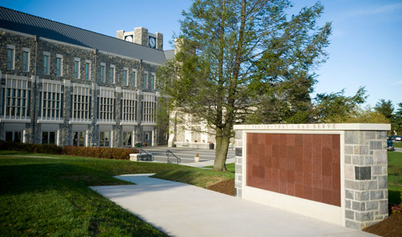 An attractive columbarium has been constructed on the grounds adjacent to Virginia Tech's Holtzman Alumni Center, on a grassy knoll with a picturesque view of the Duck Pond.