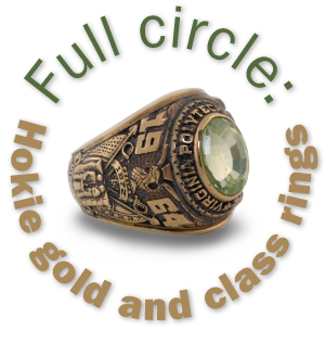 Full circle: Hokie gold and class rings > www.alumni.vt.edu/hokiegold