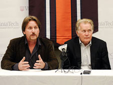 Emilo Estevez (l.) and Martin Sheen discussed their new movie, "The Way," at Virginia Tech