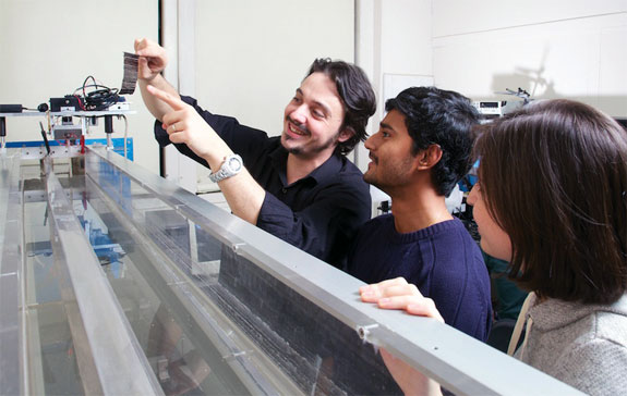 Maurizio Porfiri (left), associate professor of mechanical engineering at the Polytechnic Institute of New York University