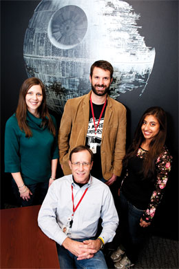 Doug Juanarena (seated) and (from left) Brooke Jackson, Brian Hartsock, and Iccha Sethi.